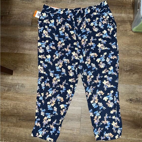 JESSICA SIMPSON Soft Pull-On Floral Pant Pockets Blue Size XXL Elastic Waist - Picture 11 of 13